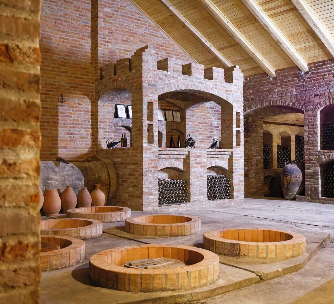 The qvevri cellar in Geguti, where the wine is made