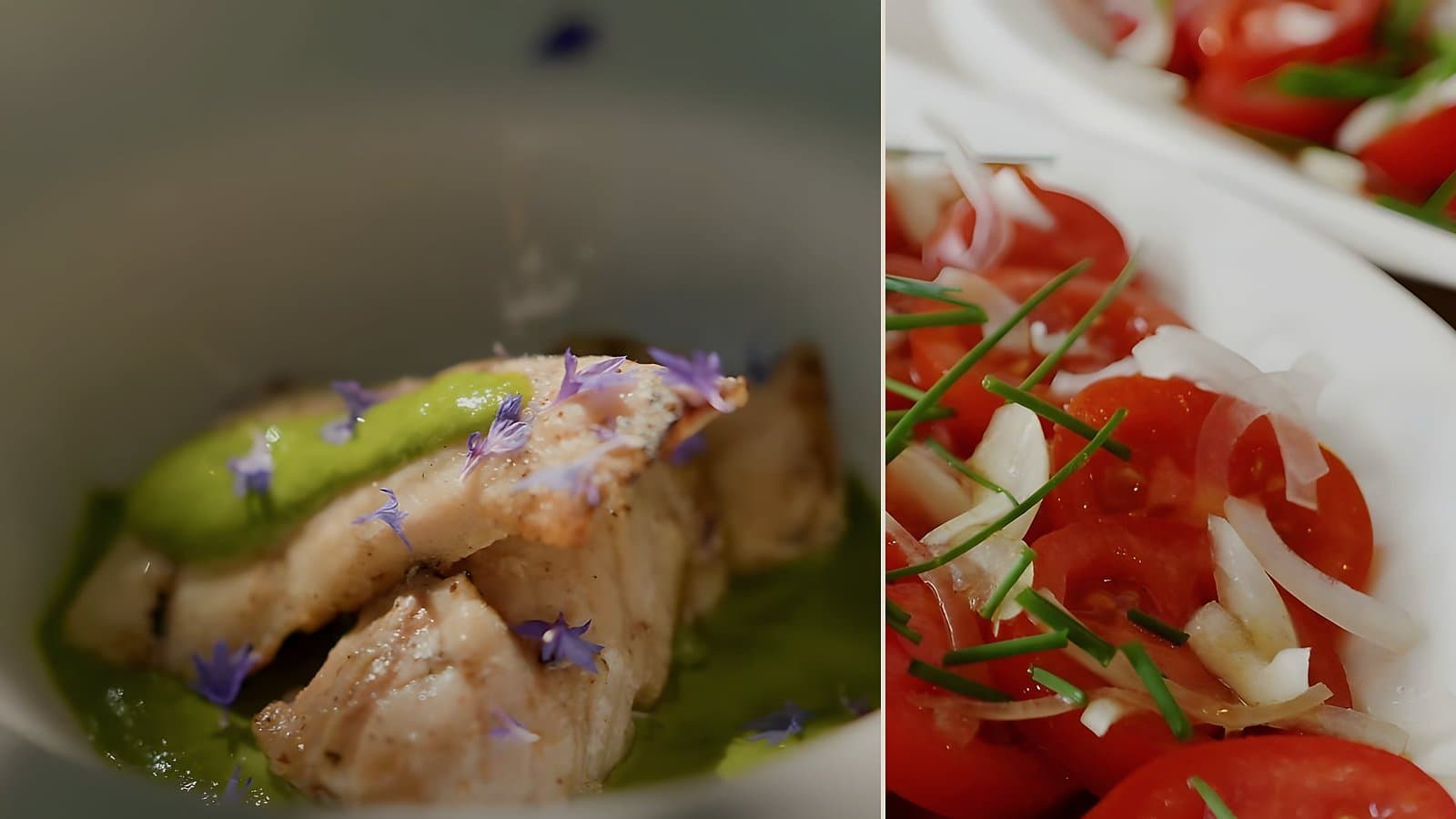 Sturgeon ceviche and tomato carpaccio